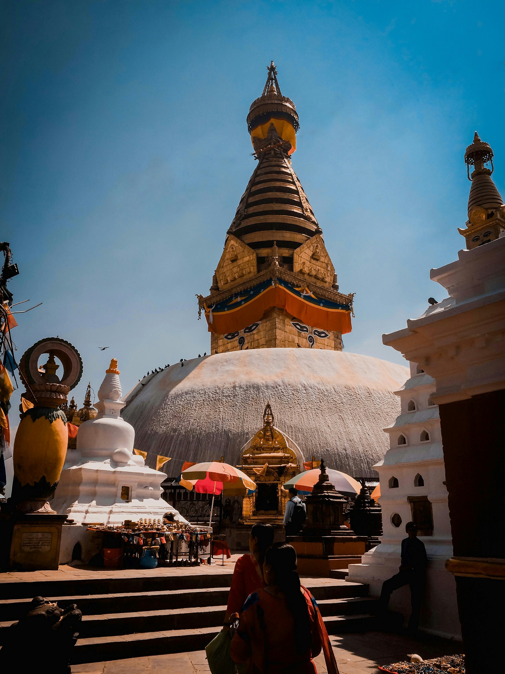 Lamp offering at Swayambhu
