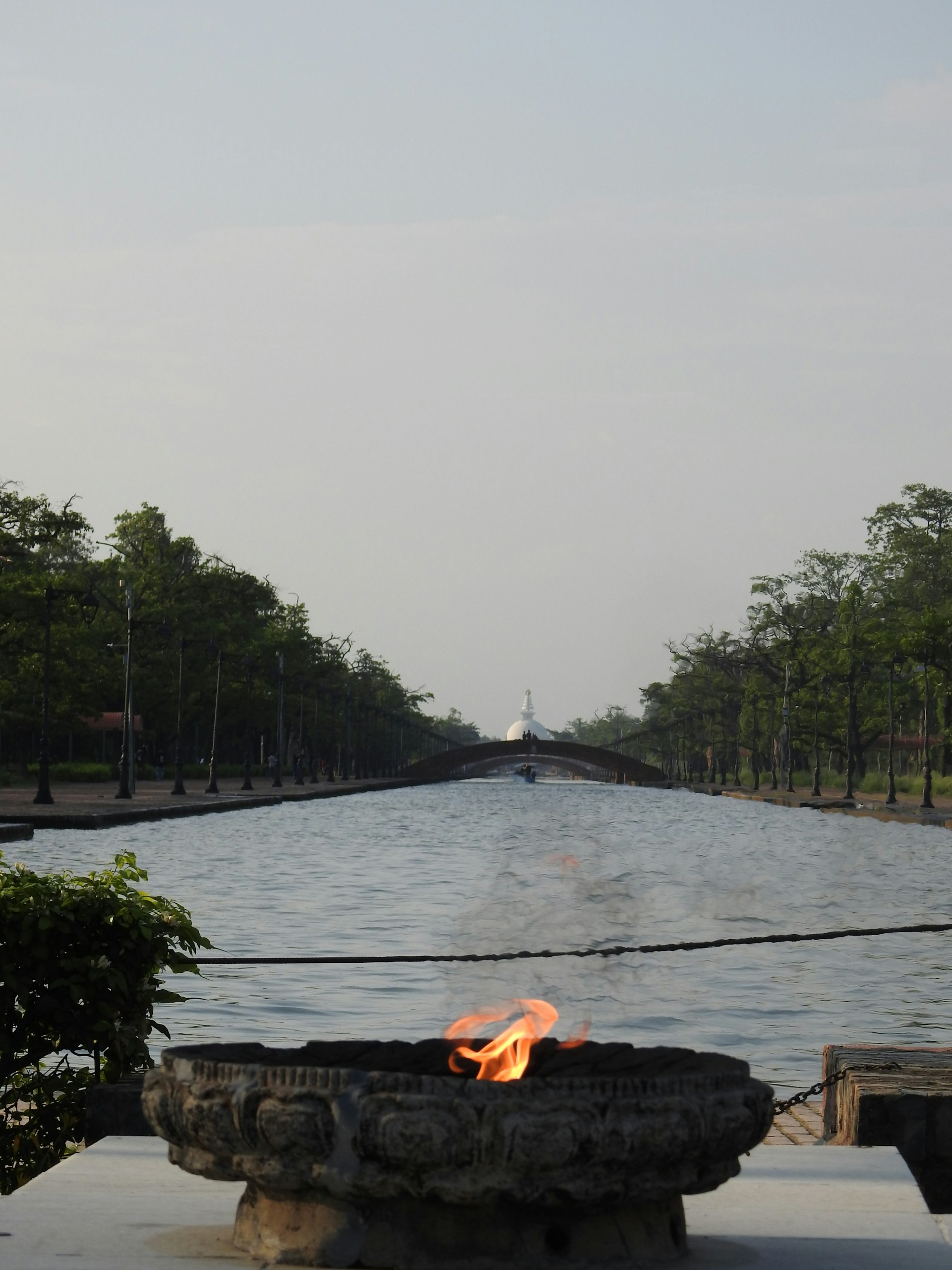 Lamp offering at Lumbini